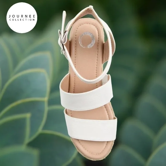 NEW JOURNEE COLLECTION White Norra Espadrille Wedge Sandals, 10M - Picture 3 of 12